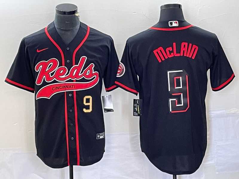 Men's Cincinnati Reds #9 Matt McLain Number Black 2023 City Connect Cool Base Stitched Jersey